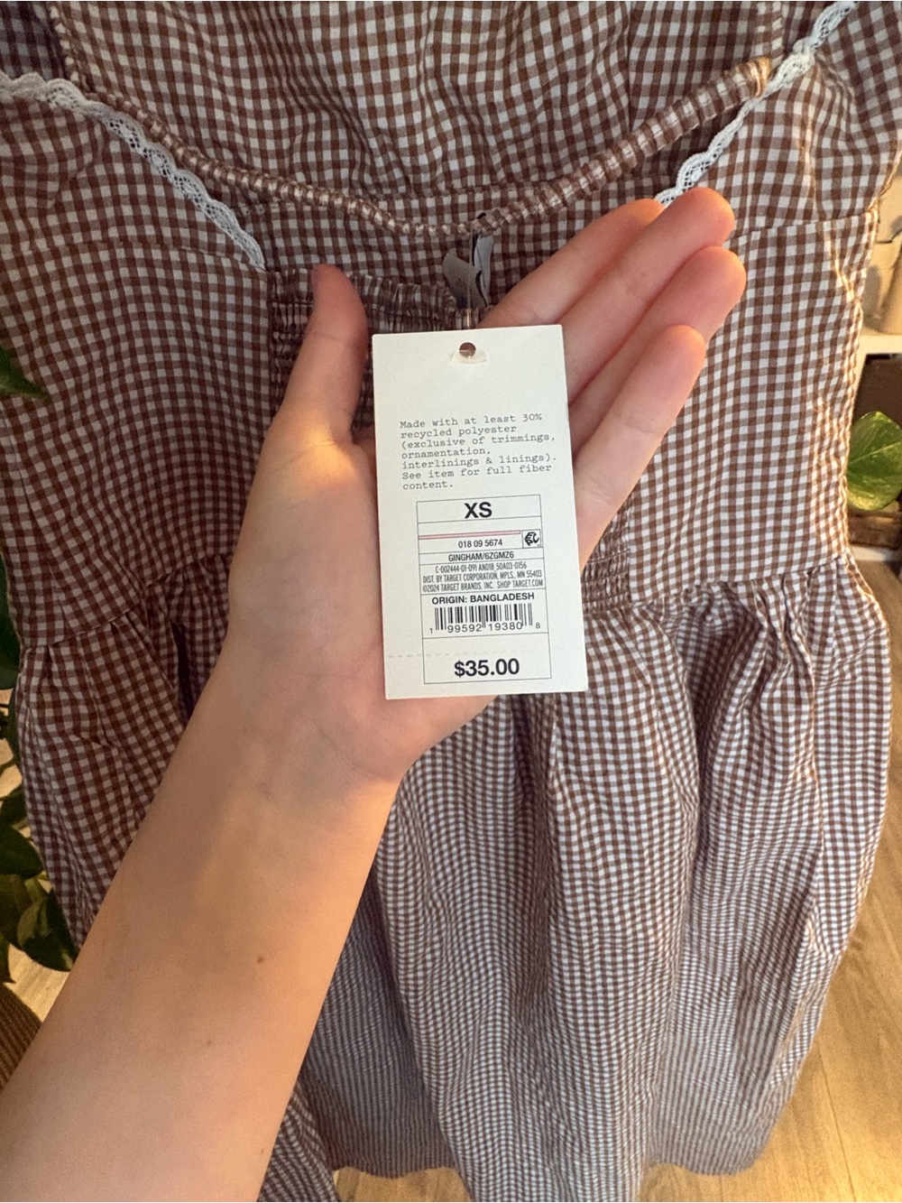 a new day Brown Gingham Mini Dress